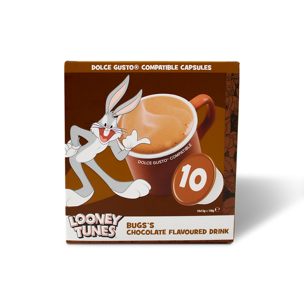 Chocolate Flavoured Milk Drink Dolce Gusto Compatible Pods- Looney Tunes Bugs Bunny Chocolate - Warm Milk Drink or Milkshake | 8 Capsules