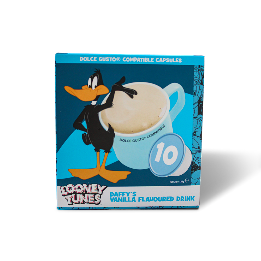 Vanilla Flavoured Milk Drink Dolce Gusto Compatible Pods Looney Tunes UK Cafféluxe Coffee