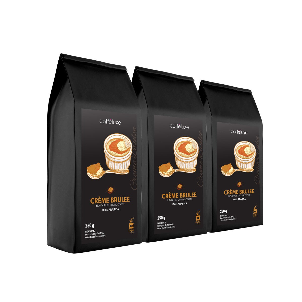 Flavored Ground Coffee Creme Brulee (3x250g) Caffeluxe Premium