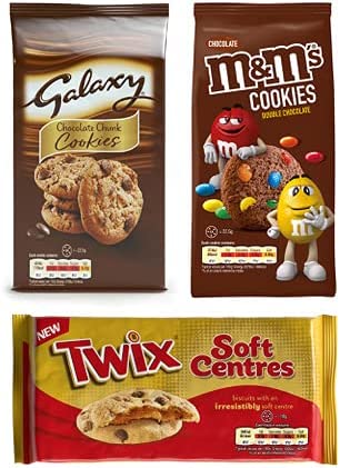 Mars Trio - 3 Pack Biscuit Bundle - Twix Soft Centres, Galaxy Cookies & M&M Cookies