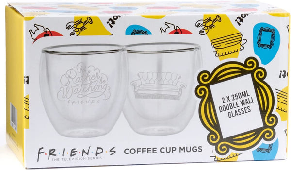 F.R.I.E.N.D.S | 250ml Double Walled Insulated Glass Mugs - Set of 2 Insulated Glass Mugs