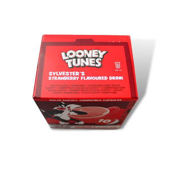 Strawberry Flavoured Milk Drink Dolce Gusto Compatible Pods- Looney Tunes Sylvesters Strawberry - Warm Milk Drink or Milkshake | 8 Capsules